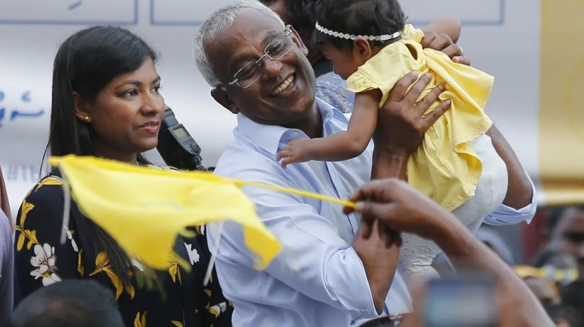 Zwycięzca wyborów prezydenckich na Malediwach, Ibrahim Mohamed Solih, 24 września 2018 r. / Fot. Eranga Jayawardena / AP Photo / East News / 