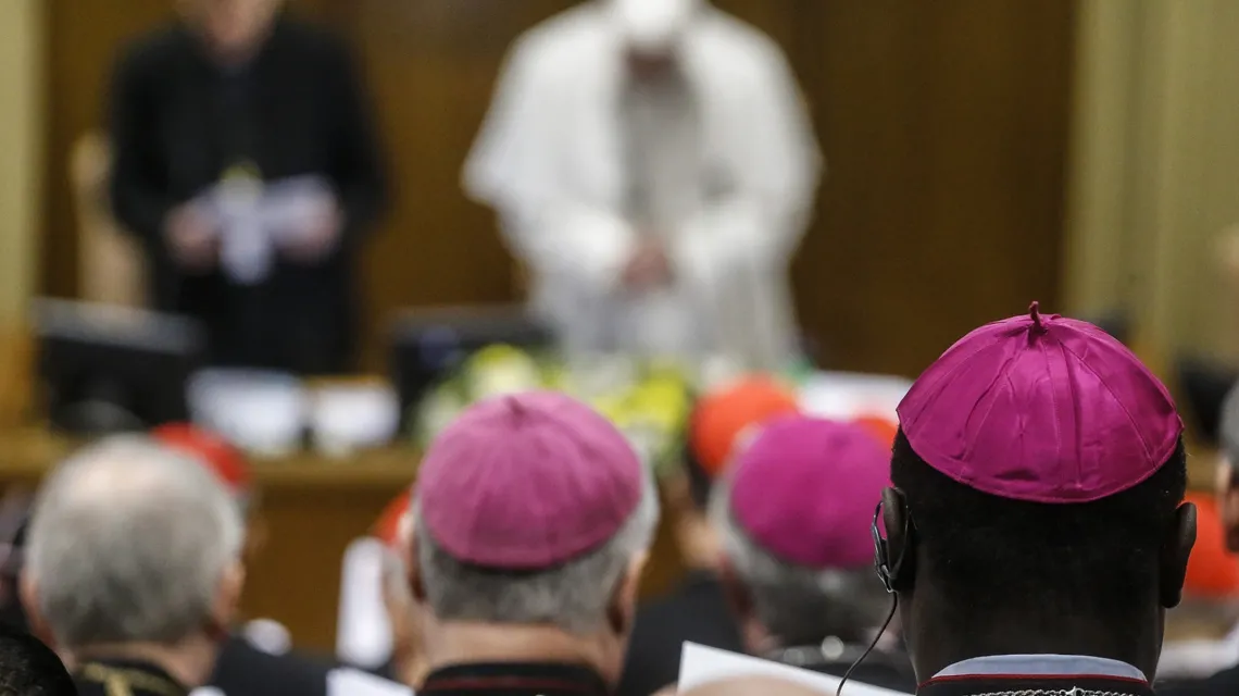 Papież Franciszek otwiera szczyt poświęcony pedofilii w Kościele. Watykan, 21 lutego 2019 r. / fot. EIDON / REPORTER
