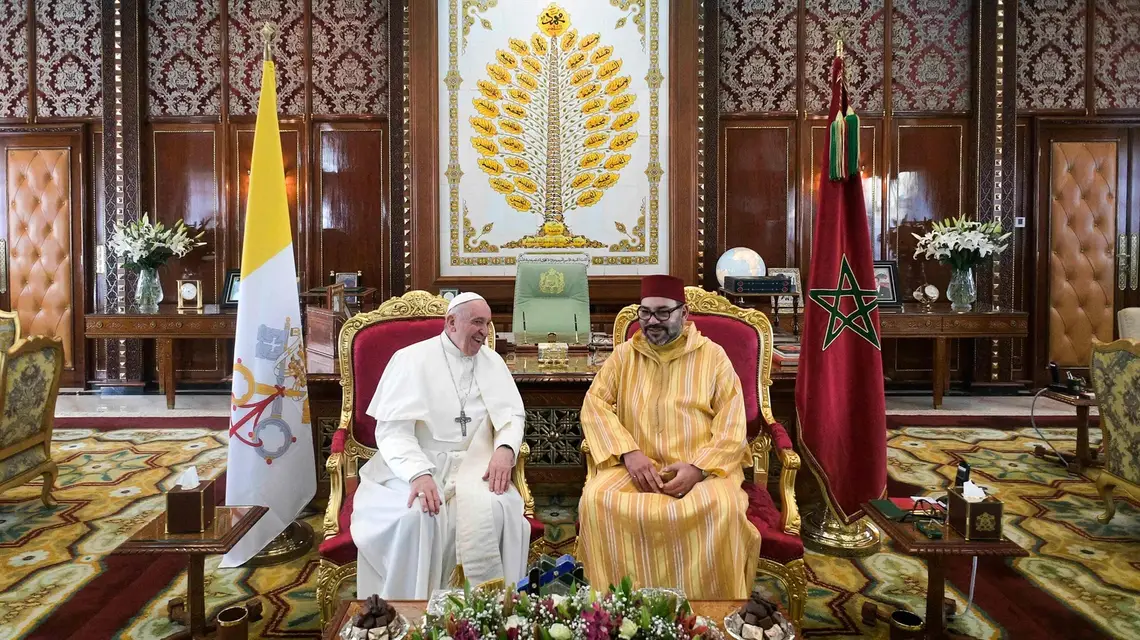 Spotkanie Papieża Franciszka z królem Maroka Muhammadem VI, Rabat, 30 marca 2019 r. / FOT. HANDOUT/AFP/East News / 