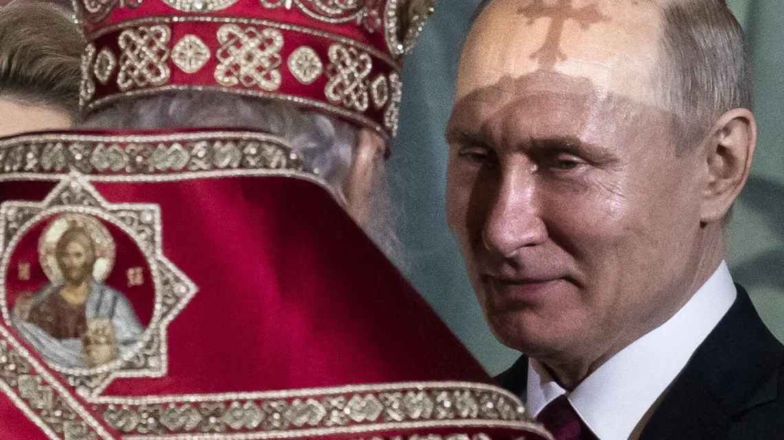 Patriarcha Moskwy Cyryl I i prezydent Rosji Władimir Putin, Wielkanoc 2019 r. /  / fot. AP / Associated Press / East News