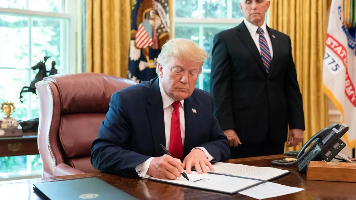 Prezydent USA Donald Trump i wiceprezydent Mike Pence, Biały Dom, czerwiec 2019 r. / / fot. Joyce N. Boghosian / Polaris Images / East News