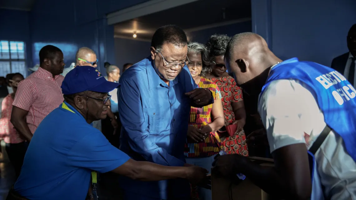 Hage Geingob  podczas wyborów prezydenckich, Windhoek, 27 listopada 2019 r. / FOT. GIANLUIGI GUERCIA/AFP/East News / 