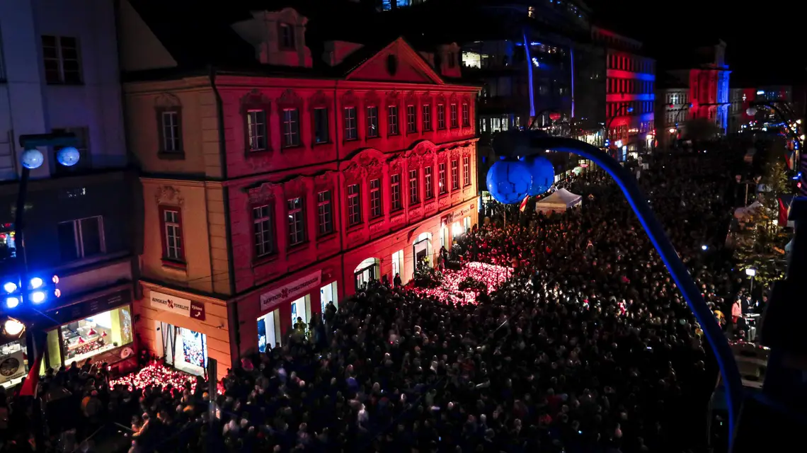 30. rocznica Aksamitnej Rewolucji, Praga, 17 listopada 2019 r. / Fot. Petr David Josek / AP Photo / East News / 