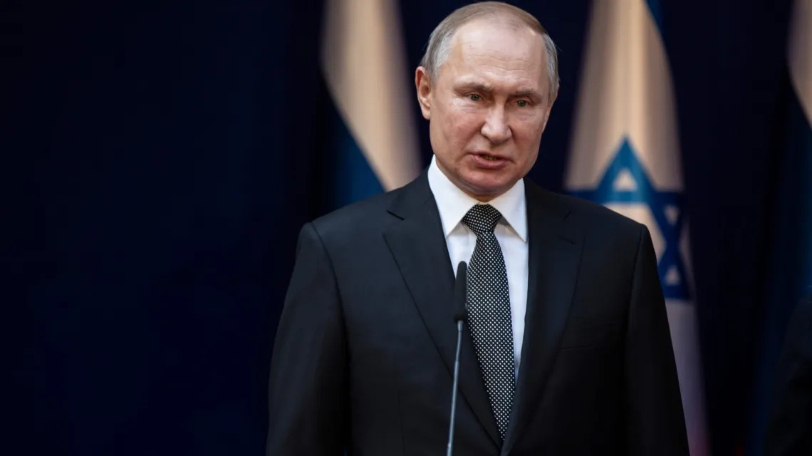Prezydent Władimir Putin przez Światowym Forum Holokaustu w Yad Vashem, Jerozolima, 23 stycznia 2020 r. /  / fot. HEIDI LEVINE / AFP / East News 
