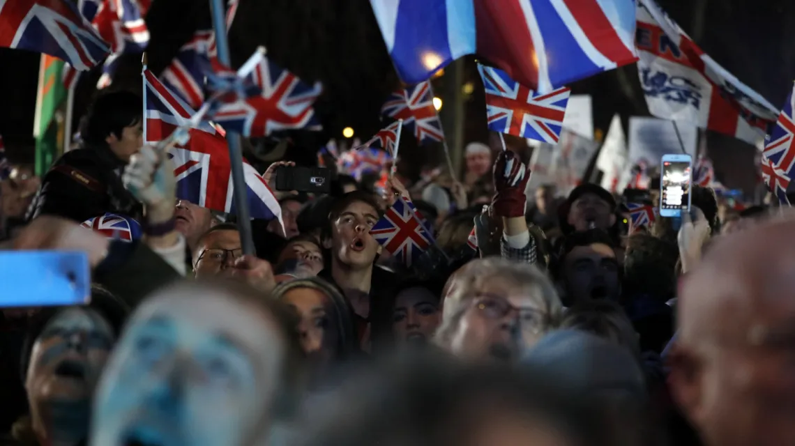 Zwolennicy brexitu przed brytyjskim parlamentem, Londyn, 31 stycznia 2020 r. / fot. AP / Associated Press / East News