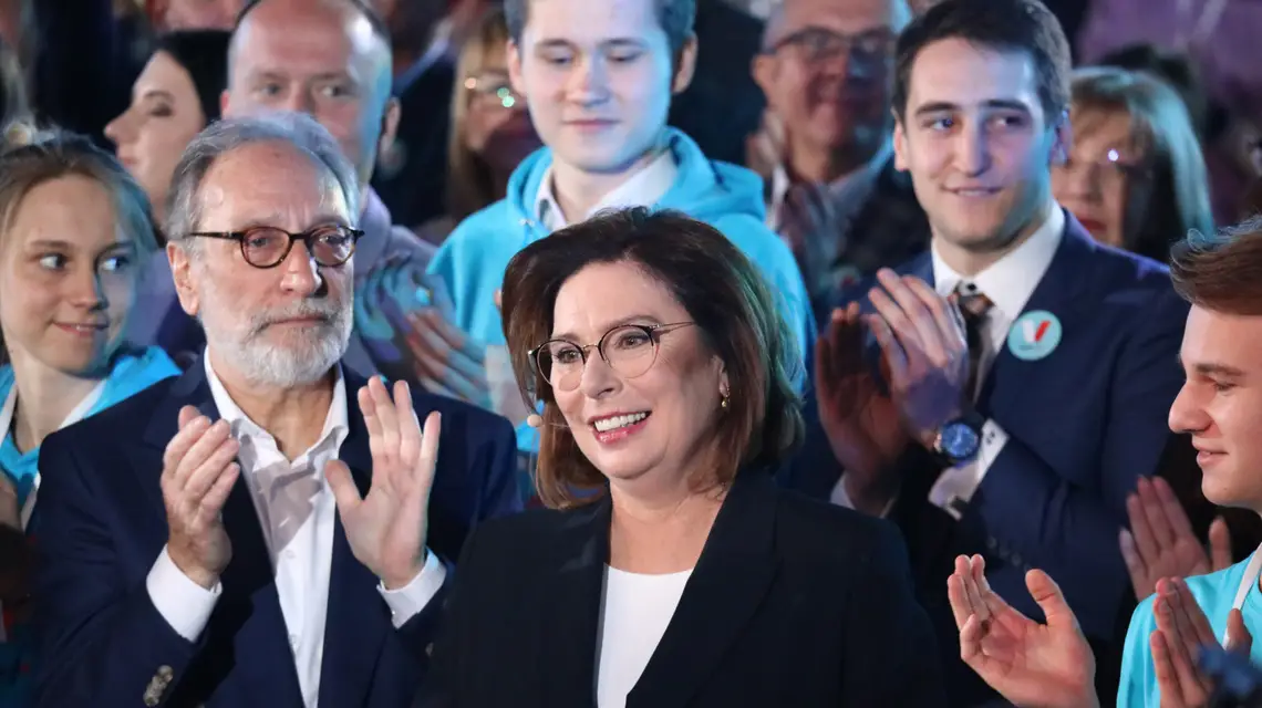 Jan Kidawa-Błoński i Małgorzata Kidawa-Błońska podczas konwencji wyborczej, Warszawa, 29 lutego 2020 r. / Fot. Piotr Molecki/East News / 
