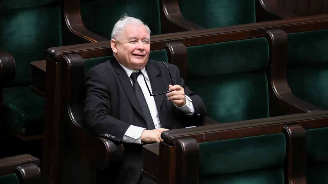 Jarosław Kaczyński na 4. specjalnym posiedzeniu Sejmu w czasie epidemii koronawirusa /  / fot. Jacek Domiński / Reporter