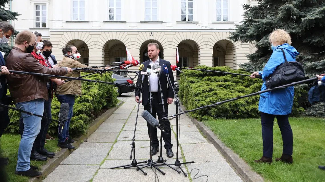 Łukasz Szumowski w trakcie konferencji prasowej, Warszawa, 19 maja 2020 r. / Fot. Tomasz Jastrzębowski / Reporter / East News / 