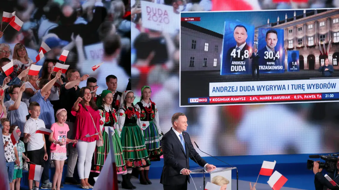 Wieczór wyborczy Andrzeja Dudy w Łowiczu. Fot. Piotr Molecki/East News / 