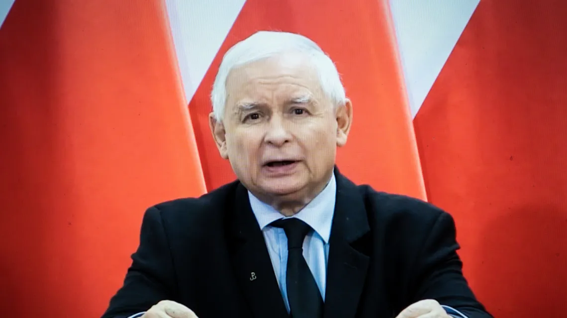 Oświadczenie Jarosława Kaczyńskiego wyemitowane w mediach społecznościowych, 27 października 2020 r. / FOT. ALEKSANDRA SZMIGIEL / REPORTER / EAST NEWS / 