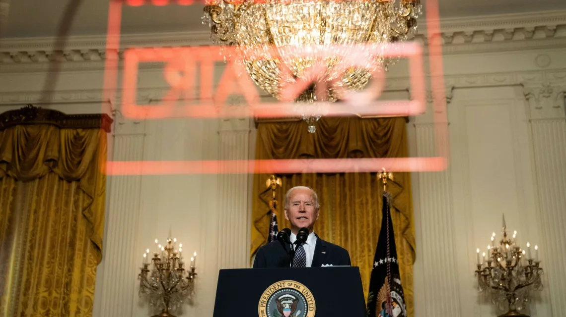 Prezydent USA Joe Biden podczas połączenia z Białego Domu z konferencją bezpieczeństwa w Monachium, 19 lutego 2021 r. /  / fot. POOL / Getty AFP / East News