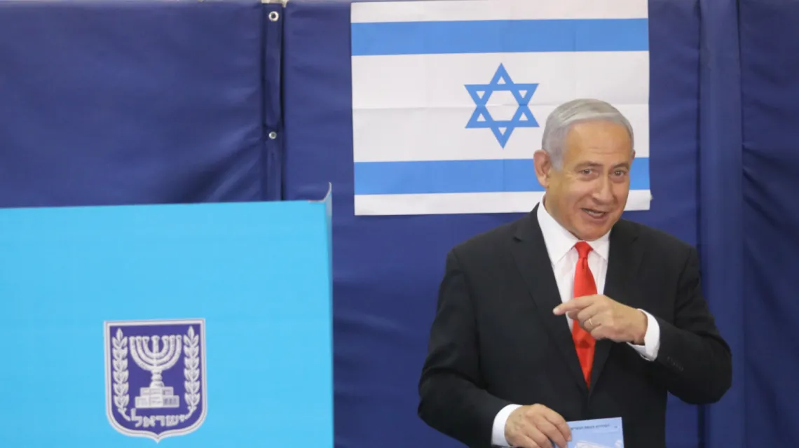 Benjamin Netanjahu podczas wyborów parlamentarnych, Jerozolima, 23 marca 2021 r. / Fot. Marc Israel Sellem/Xinhua News/East News / 