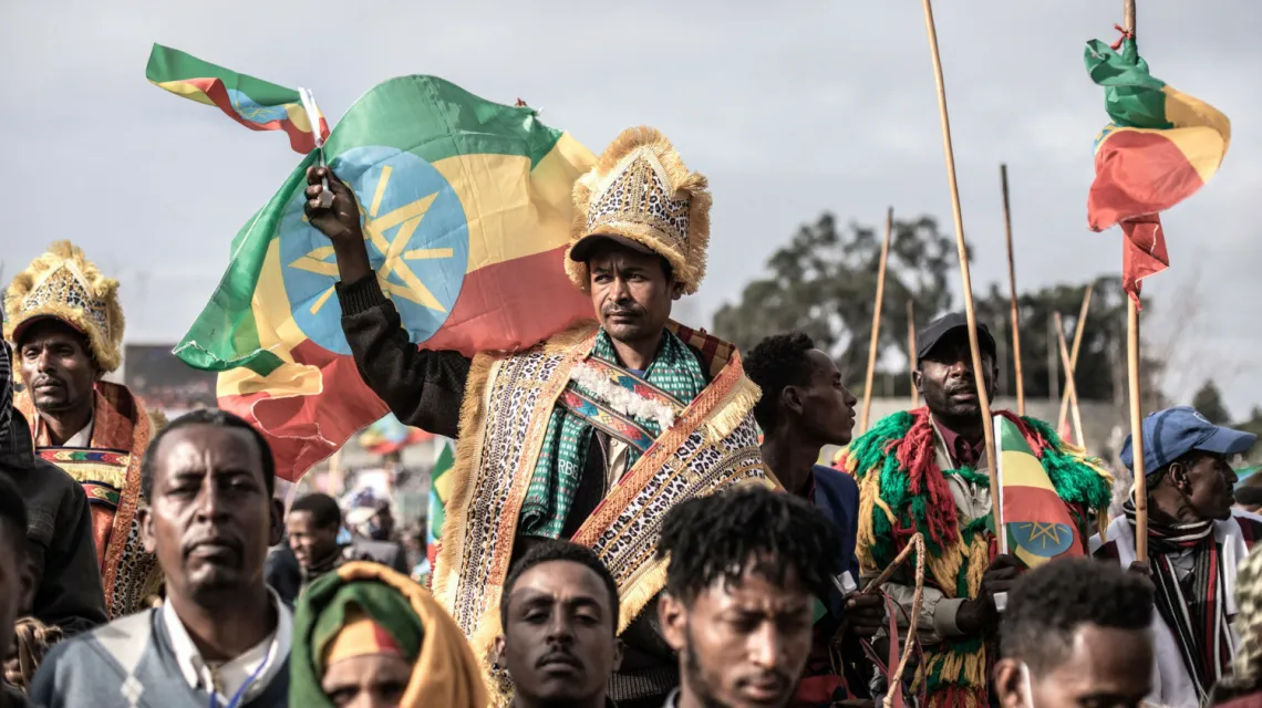 Wiec przeciwko siłom popierającym Tigrajczyków, Addis Abeba 8 sierpnia 2021 r. FOT. Amanuel Sileshi / AFP/ EASTNEWS / 