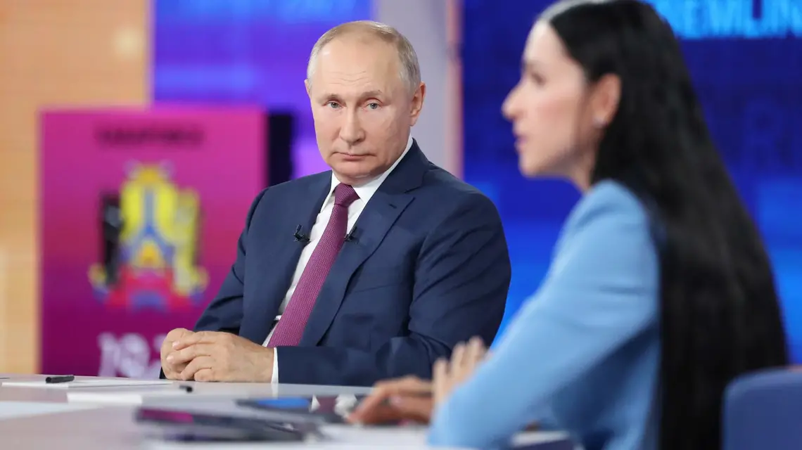 Coroczna telewizyjna rozmowa telefoniczna z Władimirem Putinem, 30 czerwca 2021 r. Fot. Sergei Savostyanov/SPUTNIK Russia/East News / 