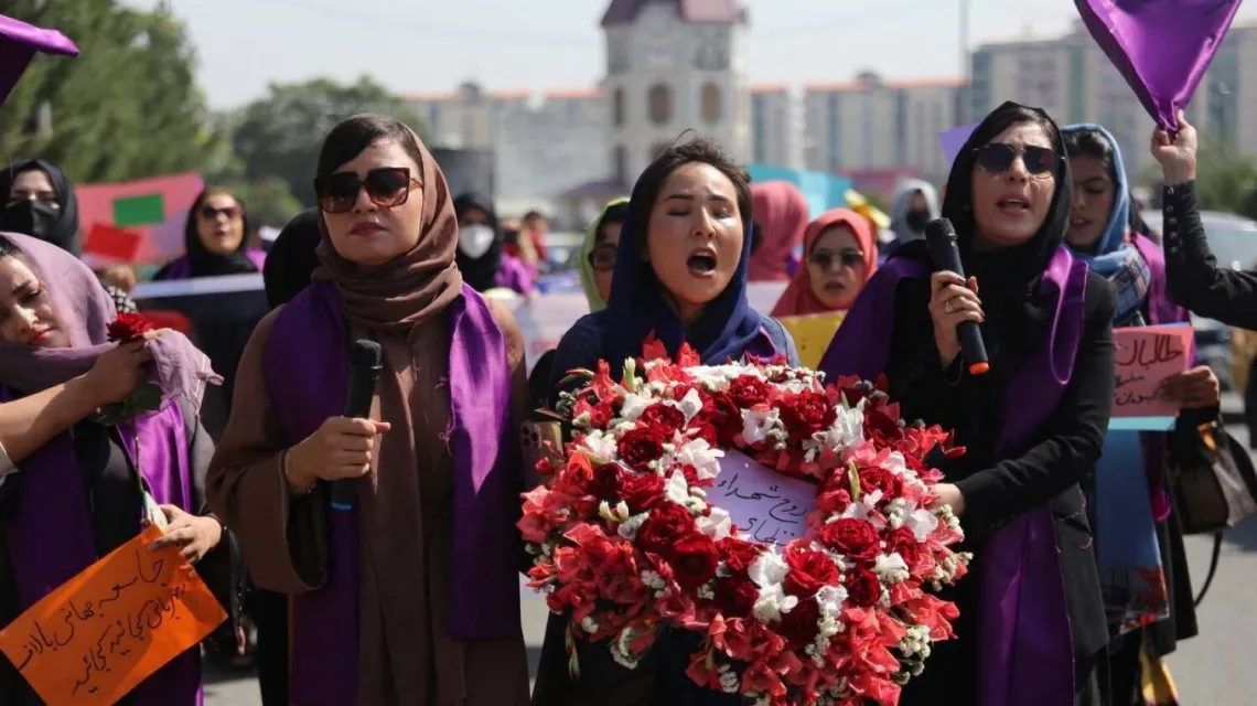 Demonstracja w obronie praw kobiet. Kabul, 4 września 2021 r. / AA/ABACA/Abaca/East News / 