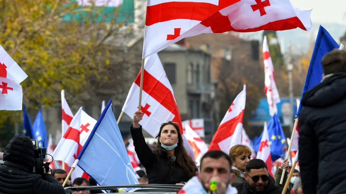 Demonstracja w Tbilisi, 19 listopada 2021 / fot. VANO SHLAMOV/AFP/East News / 