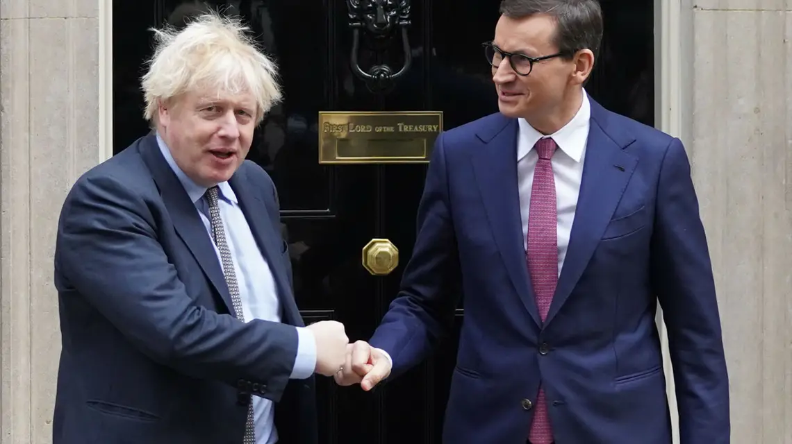 Spotkanie Mateusza Morawieckiego z Borisem Johnsonem, 26 listopada 2021 r. Fot. Stefan Rousseau/Press Association/East News / 