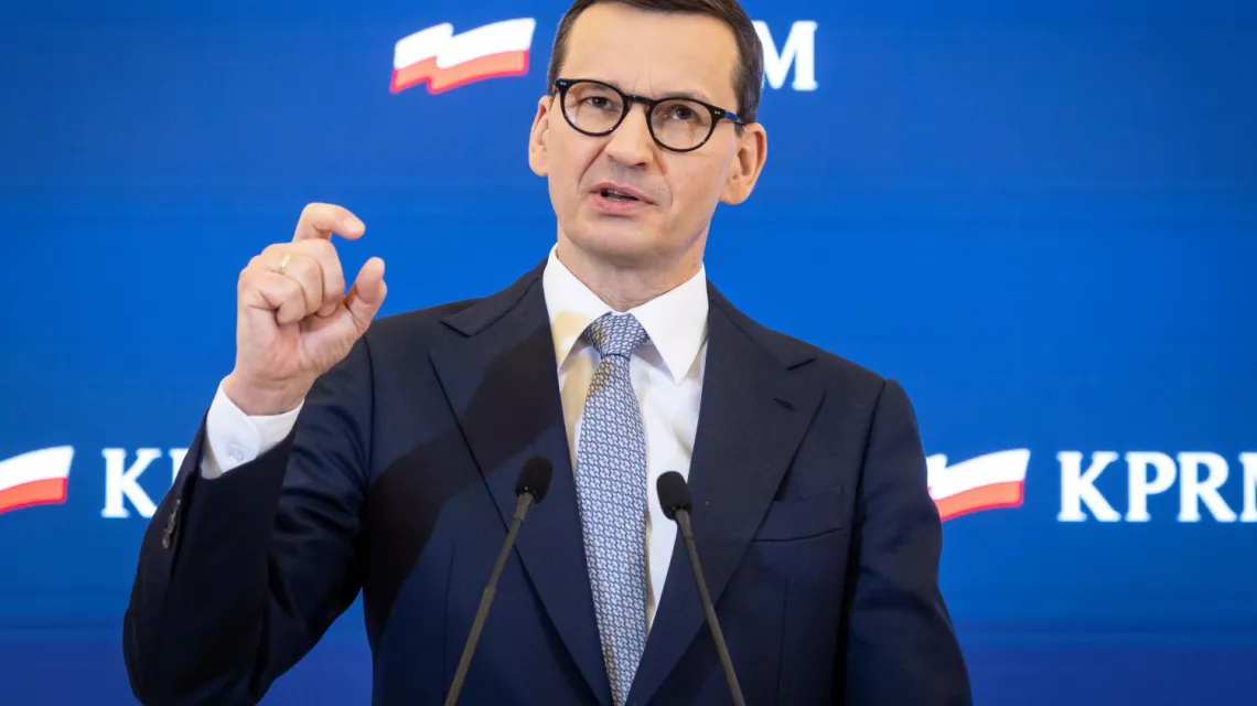 Premier Mateusz Morawiecki ogłasza wprowadzenie tarczy antyinflacyjnej 2.0 / fot. JACEK DOMINSKI/REPORTER / 
