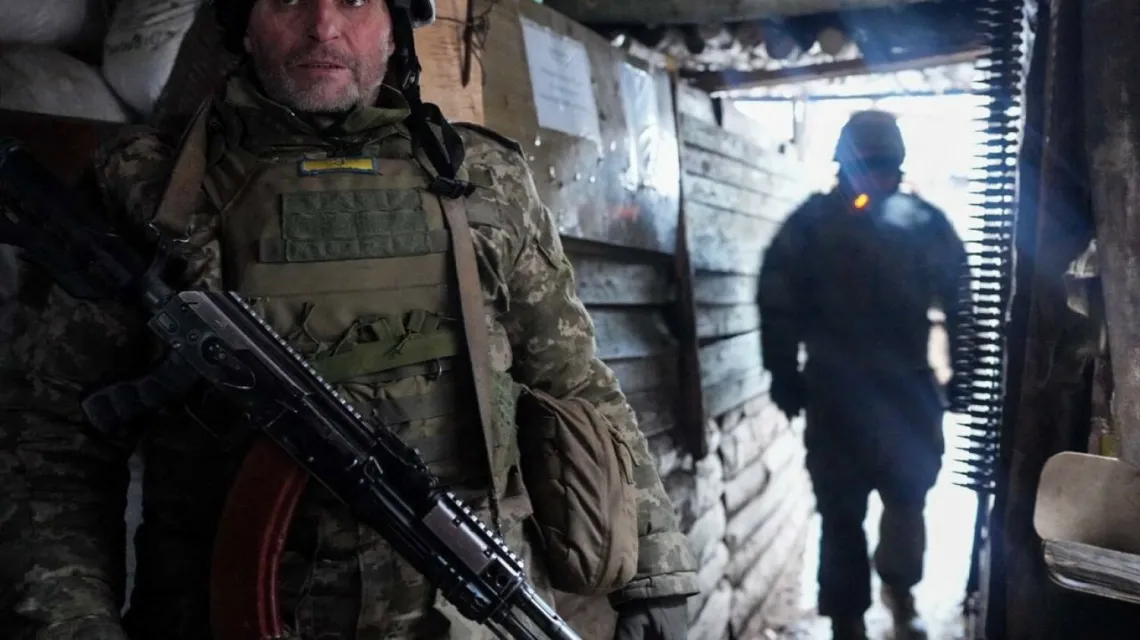 Ukraińscy żołnierze na froncie, 26 stycznia 2022 r. Fot. AA/ABACA/Abaca/East News / 