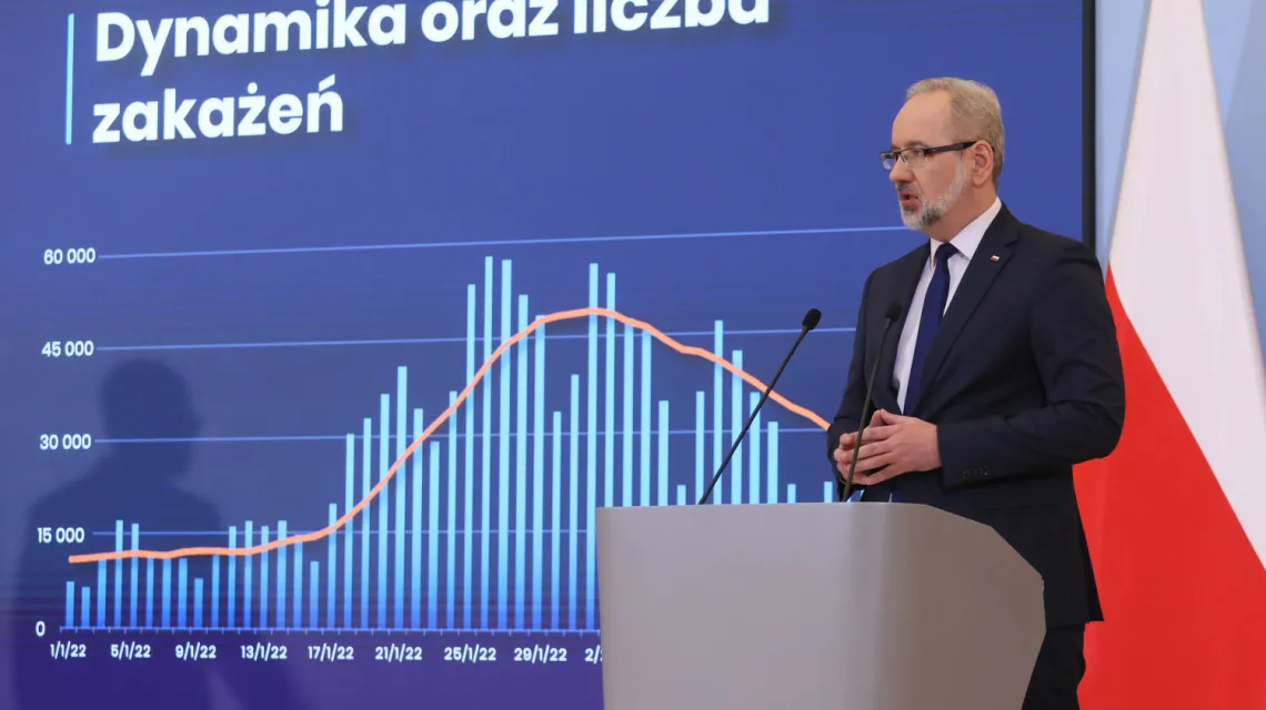 Konferencja premiera i ministra zdrowia w sprawie znoszenia obostrzeń, 23 marca 2022 r. Fot. Jakub Kamiński / East News / 