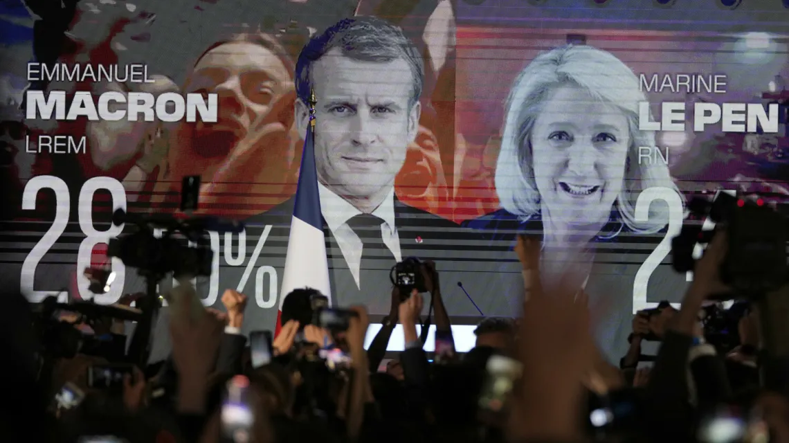 W sztabie Marine Le Pen w dniu wyborów prezydenckich, Paryż, 10 kwietnia 2022 r. / FOT. Francois Mori/AP/Associated Press/East News / 