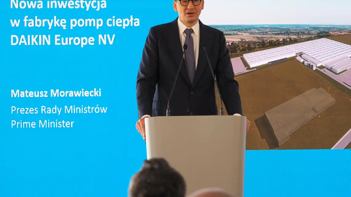 Premier Mateusz Morawiecki na otwarciu fabryki pomp ciepła Daikin Europe, Ksawerów pod Łodzią, 7 lipca 2022 r. / FOT. GRZEGORZ GALASINSKI/POLSKAPRESS/Polska Press/East News / 