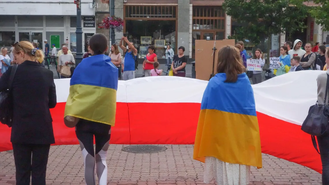 Manifestacja uchodźców ukraińskich w Łodzi, 26 lipca 2022 / PIOTR KAMIONKA/REPORTER / 