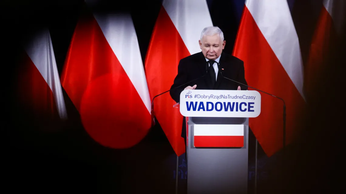 Jarosław Kaczyński podczas spotkania z wyborcami w Wadowicach, 12 listopada 2022 r. / fot. Beata Zawrzel/REPORTER / 