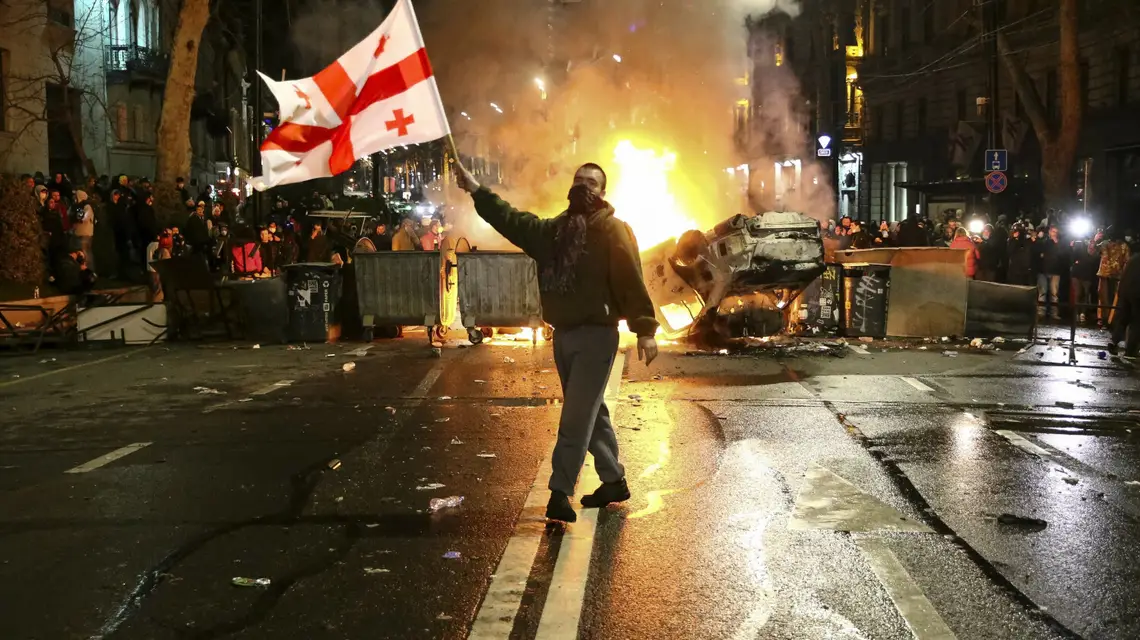 Protesty na ulicach Tbilisi, 9 marca 2023 r. / fot. Zurab Tsertsvadze/Associated Press/East News / 