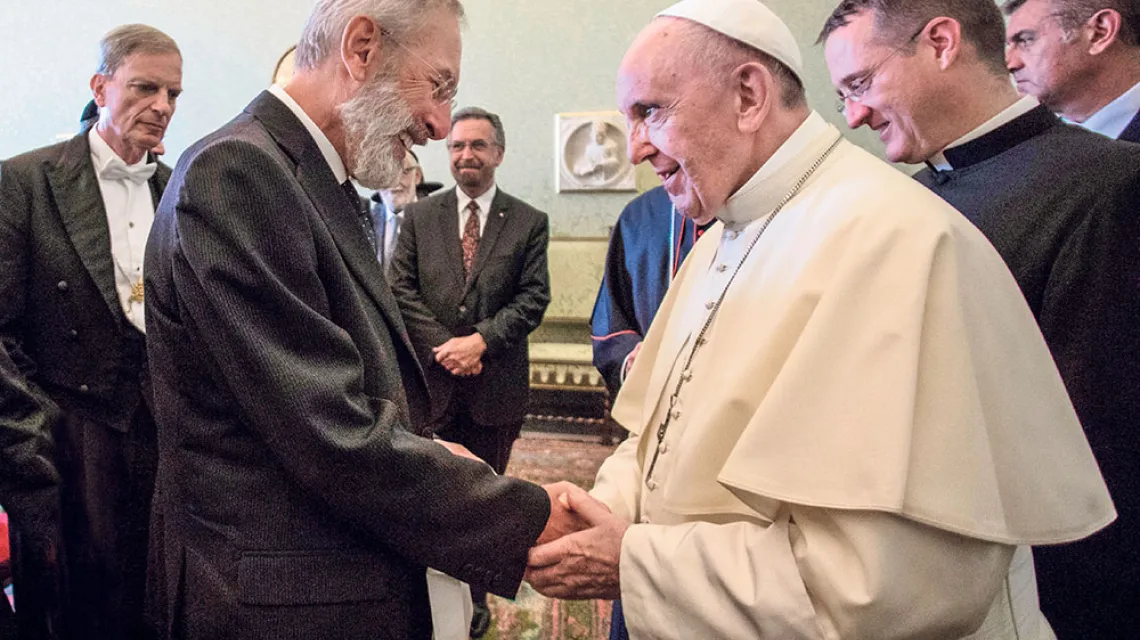 Spotkanie papieża Franciszka z przedstawicielami środowisk rabinackich Europy, Stanów Zjednoczonych i Izraela, 31 sierpnia 2017 r. / L’OSSERVATORE ROMANO / AFP / EAST NEWS