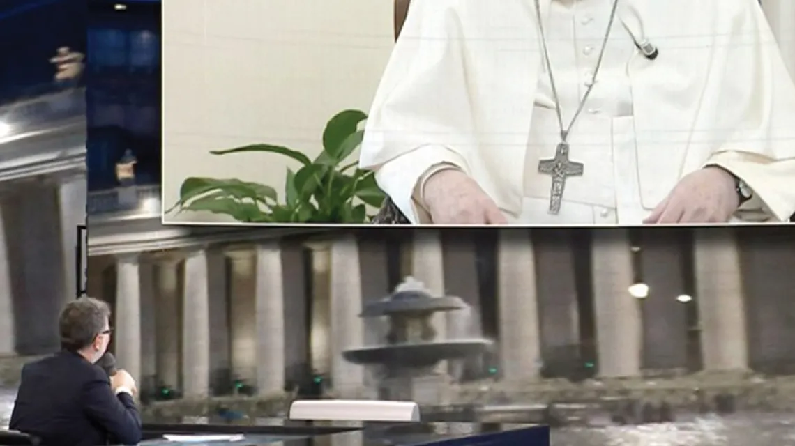 Papież Franciszek w talk show „Che tempo che fa”, 6 lutego 2022r. / FOT. CTCF / TWITTER / 
