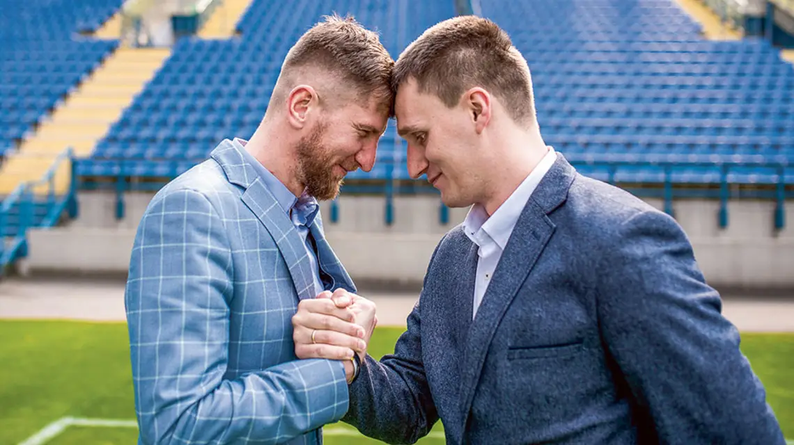 Marcin Ryszka (po prawej) i Rafał Wisłocki, prezes TS Wisła Kraków / JACEK TARAN DLA „TP”