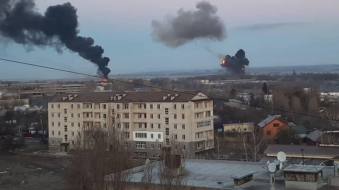 Atak na Ukrainę rankiem, Charków, 24 lutego 2022 r. Fot. Twitter / 