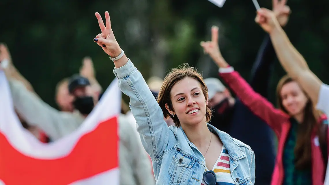 Protest w Mińsku, 21 sierpnia 2020 r. Fot. ERGEI GRITS / AP / EAST NEWS / 