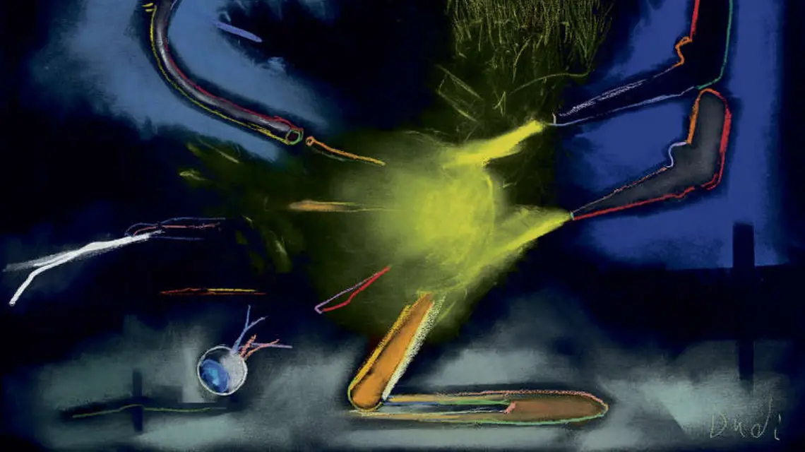 Andrzej Dudziński, "Dzika geometria 40", kredka olejowa i pastel / 