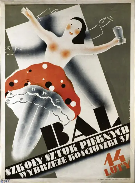 Felicja Lilpop, plakat „Bal Szkoły Sztuk Pięknych” (1931). Muzeum Etnografii i Rzemiosła Artystycznego we Lwowie. / Repr. Piotr Jamski