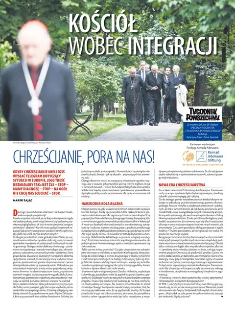 Okładka dodatku "Kościół wobec integracji" / Fotografia na okładce: Tomasz Wiech