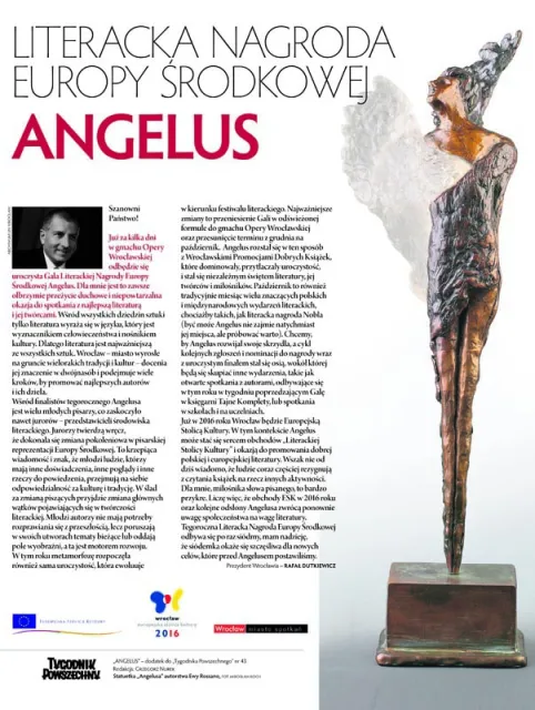 Na okładce dodatku statuetka „Angelusa” autorstwa Ewy Rossano / Fot. Mirosław Koch