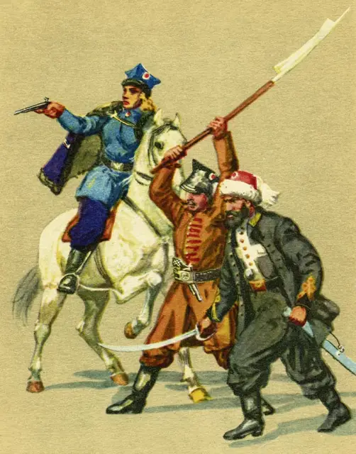 Powstańcy styczniowi na obrazie XX-wiecznego malarza Leszka Piaseckiego, od lewej: żołnierka z oddziału Grylińskiego, piechur z oddziału Łopackiego i oficer „żuawów śmierci” (formacji tworzonej na wzór francuski). / Fot. Archiwum Zajdler / EAST NEWS