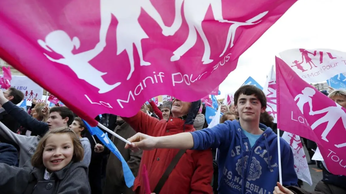 Protest przeciw małżeństwom homoseksualnym; Paryż, 13 stycznia 2013 r. / Fot. Valery Hache / AFP / EAST NEWS