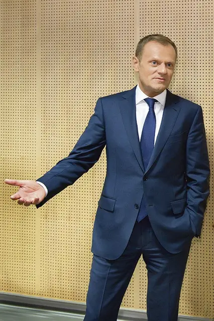 Donald Tusk podczas wizyty w Polskim Radiu, 6 czerwca 2013 r. / Fot. Krystian Maj / FORUM