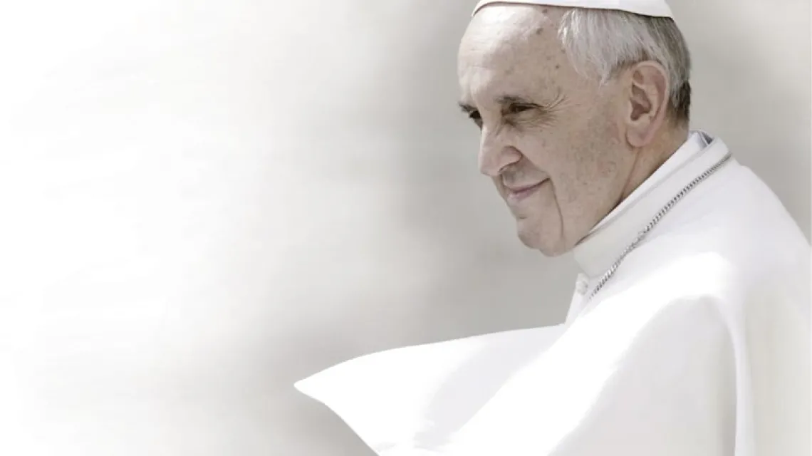 Na zdjęciu Papież Franciszek ukazany z profilu