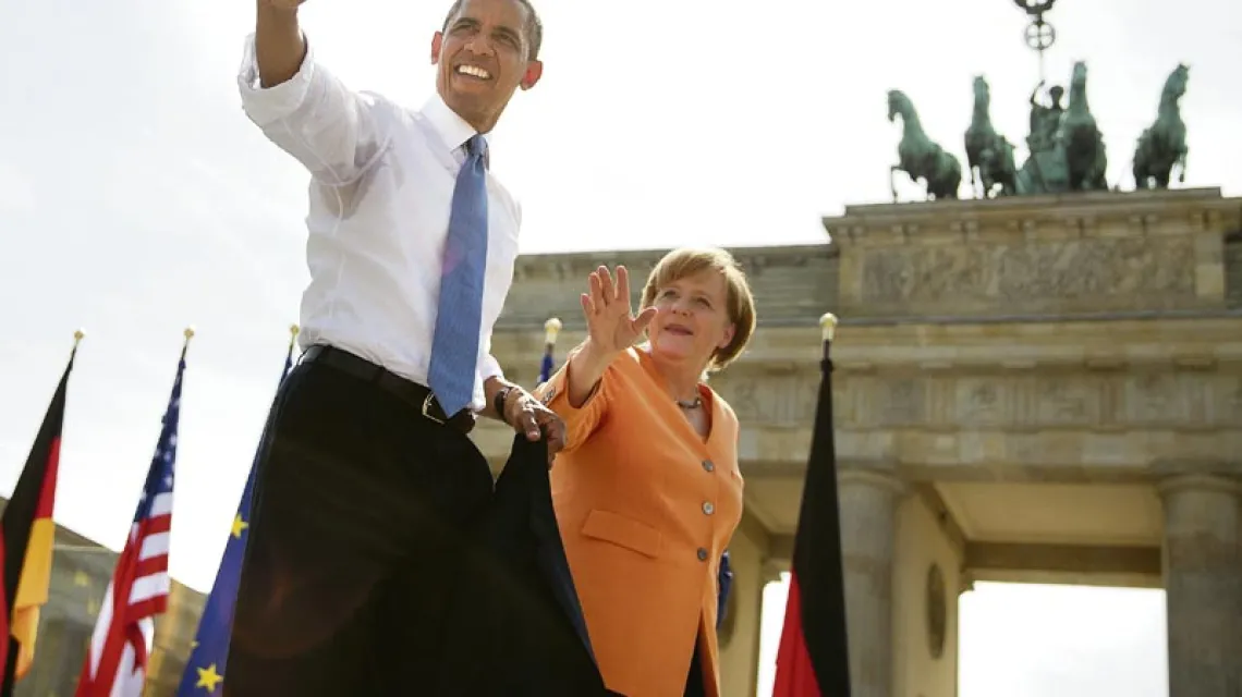 Angela Merkel i Barack Obama pod Bramą Brandenburską, 19 czerwca 2013 r. / Fot. Michael Kappeler / AFP / EAST NEWS