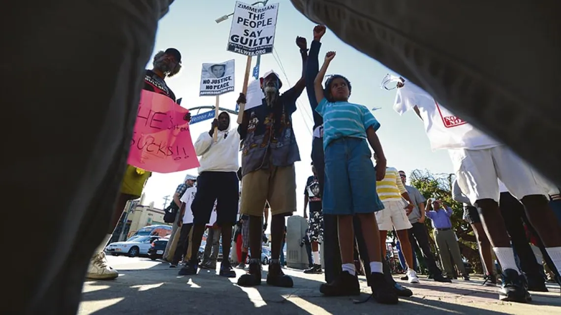Protest przeciwko uniewinnieniu George'a Zimmermana na ulicach Los Angeles. Lipiec 2013 r. / Fot. Frederic J. Brown / AFP / EAST NEWS