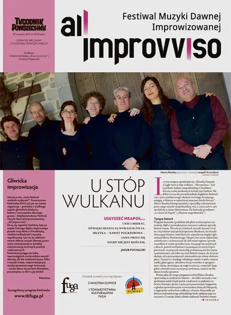 Okładka dodatku "All Improvviso" - na zdjęciu Marco Beasley (pierwszy z prawej) i zespół Accordone / Fot. MATERIAŁY PRASOWE