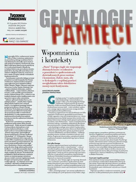 Okładka dodatku "Genealogie pamięci" / 