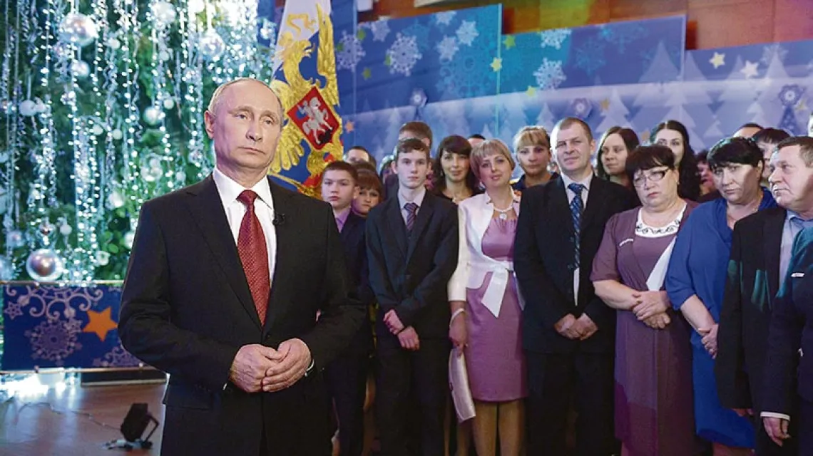 Prezydent Władimir Putin wygłasza orędzie noworoczne w Chabarowsku. 31 grudnia 2013 r.  / Fot. Aleksey Nikolskyi / RIA NOVOSTI / EAST NEWS