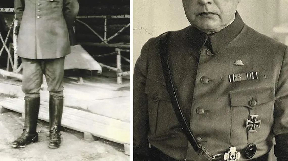 Od lewej: Emil T. jako 43-letni lekarz sztabowy, rok 1916; zdjęcie wykonano na wschód od Reims w Szampanii.  Doktor Emil T. w roku 1926 w wieku 53 lat. Widać, jak bardzo postarzał się w ciągu zaledwie 10 lat. / Fot. Archiwum rodzinne