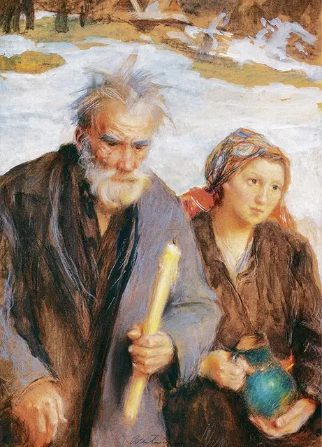 Teodor Axentowicz, „Święto Jordanu”, pocz. XX w., pastel, papier / Fot. Muzeum Mazowieckie w Płocku