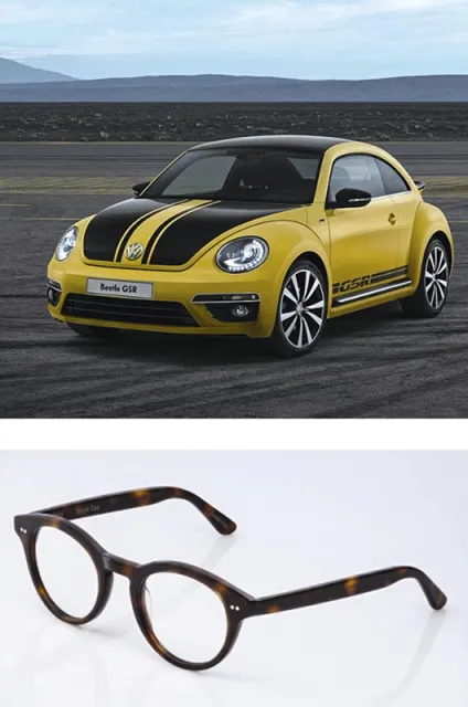 Volkswagen beetle z limitowanej serii, z grafiką Aleksandry Sładek-Zapletal oraz okulary Massada projektu Katarzyny Łupińskiej. / Fot. Materiały prasowe